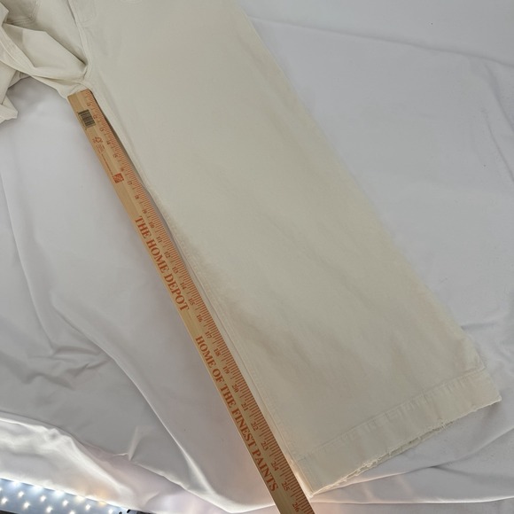 PAIGE Sz 30 Harper High Waisted Wide Leg Ankle Jeans Tonal Ecru Distressed‎ - Picture 11 of 11